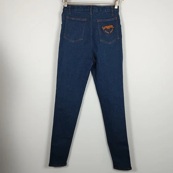 NWOT! 90s Italian Designer Krizia Jeans High Waist 28" Cotton Stretch Logo 33 EU - Picture 4 of 10